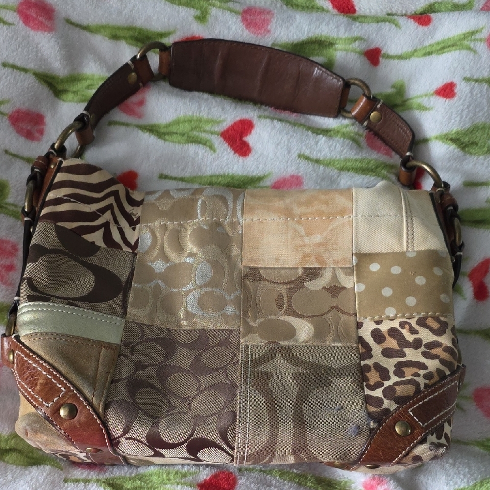 Patchwork Beige & Brown Shoulder Bag - image 2